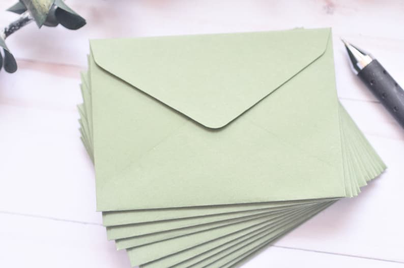 Mini Envelopes – Garden Green - Set of 10 - Thank You Notes, Weddings ...