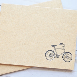 Lot de 4 cartes de correspondance sur vélo//cartes vierges//ensemble de papeterie//cartes kraft/juste parce que//carte de remerciements//lettre d'amour//courrier heureux