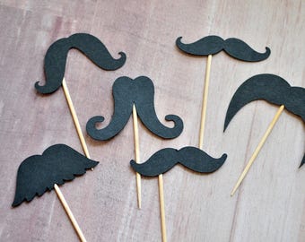 Mustache Cupcake Toppers - SET OF 6 // Party Decorations // Baby Shower // Party Decoration // Birthday Party // Father's Day // Movember