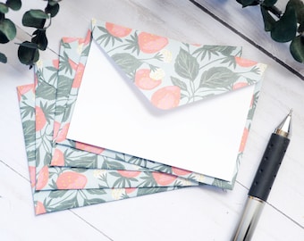 Strawberry Field Mini Cards - Set of 4 // Blank Cards // Gift Card Holder // Love Note // Summertime //Fruit // Sweet Treats // Garden