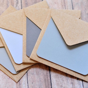 Shades of Gray Mini Cards – Blank Notes with Kraft Envelopes, Advice Cards, Gift Tags & Favor Set