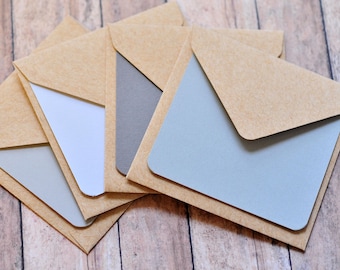 Shades of Gray Mini Cards – Set of 4 – Elegant Blank Notes with Kraft Envelopes for Weddings, Gifts & Thank‑Yous