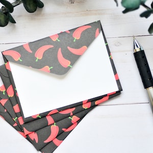 Chili Pepper Mini Cards - Set of 4 // Mini Envelopes // Blank Card // Food // Mexican Food // Taco Tuesday // Gift Card Holder // Love Note