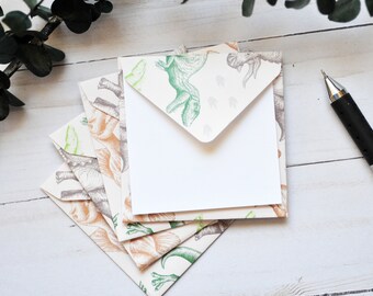 Dinosaur Mini Cards – Set of 4 – Kids’ Lunch Notes & Prehistoric Enclosure Cards for Gifts, Scrapbooking