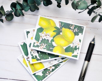 Lemon Mini Cards - Set of 4 // Blank Cards // Citrus // Lemonade // Mini Envelopes // Fruit // Gift Card Holder // Love Note // Enclosure