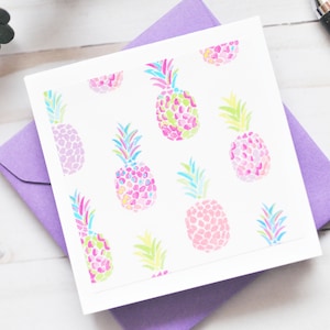 Colorful Pineapple Mini Note Cards – Set of 4 - Tropical Blank Cards with Envelopes - Thank You, Love Note, Just Because
