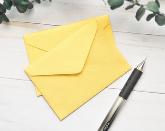 Mini Envelopes -  Bright Gold // Set of 10 // Blank Cards // Love Note // Wedding Favor // Metallic Envelope // Guestbook // Advice Card