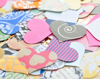 Assorted Paper Hearts – Handmade Confetti for Scrapbooks, Journals, Cards & Valentine’s Day Decor