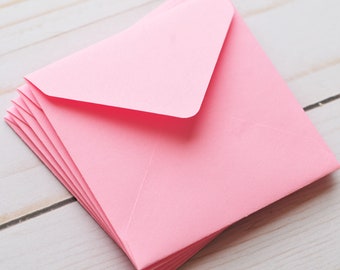 Mini Envelopes - Pink // BULK LISTING // Set of 100 // Blank Cards // Gift Card Envelopes // Square Cards // Love Notes // Advice Cards