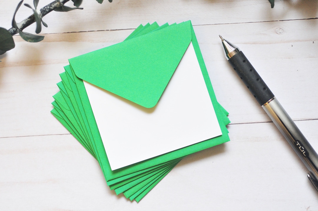 Mini Envelopes Green // Set of 10 // Blank Cards // Enclosure Cards ...