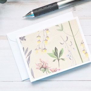 Mini-cartes de correspondance Jardin botanique - Lot de 4 // Cartes vierges // Remerciements // Fête des mères // Sympathie // Mot d'amour // Floral
