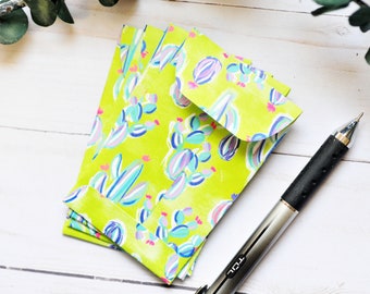 Neon Cactus Bloom Mini Cards // Blank Cards // Gift Card Envelope // Love Note // Desert // Succulent // Advice Card // Plant Lady