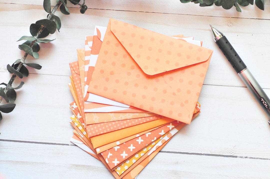 Orange Patterned Mini Cards - Enclosure Cards, Gift Card Envelopes - Etsy