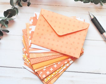 Orange Patterned Mini Cards // Blank Cards // Assorted Patterns // Gift Card Envelopes // Love Notes // Enclosure Cards // Advice Cards