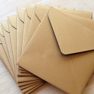 Mini enveloppes - Or vieilli // Lot de 10 // Cartes vierges // Mot d'amour // Cadeau de mariage // Enveloppe souvenir // Livre d'or // Carte conseil