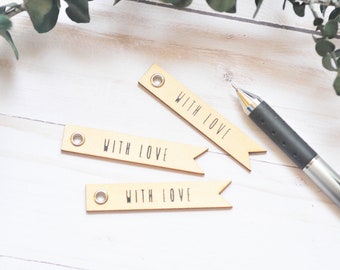 Wooden With Love Tag - Set of 6 // Embellishment // Decoration // Wooden Tag // Natural Finish // Wooden Die Cut // Gift Tags // Party Favor