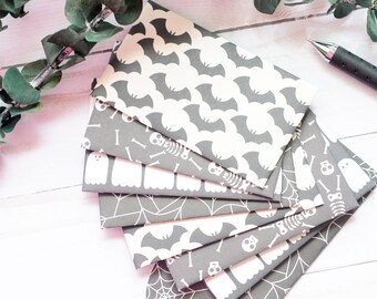 Mini Halloween Cards – Set of 8 - Spooky Envelopes & Blank Inserts for Party Favors, Gift Bags, Classroom Notes