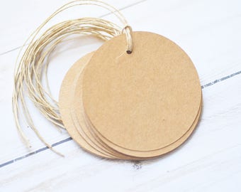 Round Tags - Kraft // Set of 50 // Gift Tags // Hang Tags // Gift Wrapping // Packaging // Labels // Packaging // Product Packaging // Favor