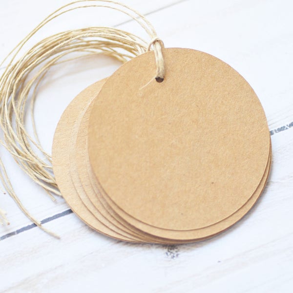 Round Tags - Kraft // Set of 50 // Gift Tags // Hang Tags // Gift Wrapping // Packaging // Labels // Packaging // Product Packaging // Favor