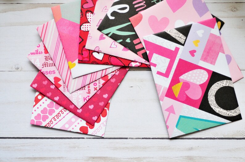 Valentine's Day Mini Cards Set of 10 // Blank Cards // Gift Card Envelopes // Valentine's Day // Love Note // Assorted Pattern Envelopes image 8