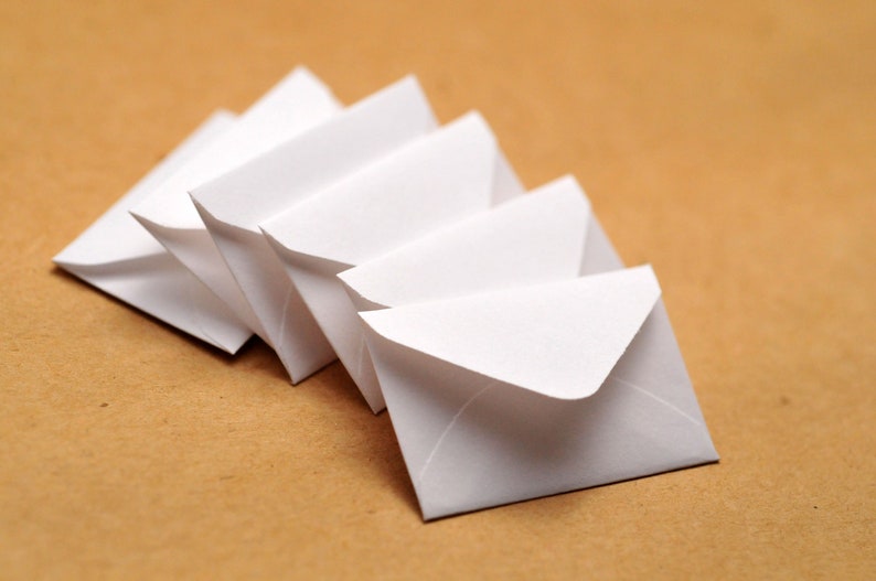 BULK Tiny Envelopes WHITE 1.5 x 1 // Love Notes // Blank Cards // Embellishment // Decoration // Paper Crafting // Journaling image 1