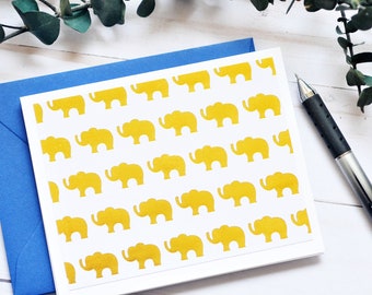 Golden Elephant Note Cards - Set of 4 // Blank Card // Mother's Day Notes // Best Wishes // Enclosure Card // Animal Stationery // Wildlife