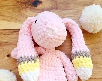 Pink Bunny Rabbit Baby Lovey, READY TO SHIP, Woodland Animal Plush, Boy nursery decor