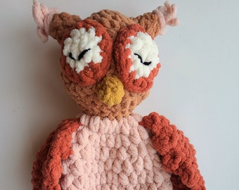 Owl Baby Lovey, READY TO SHIP, Woodland Animal Plush, Owl nursery decor