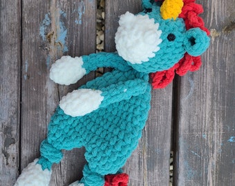 Teal & Red Unicorn Lovey READY TO SHIP