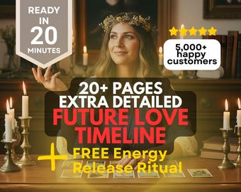 Cronología de tu futuro amoroso Lectura psíquica Percepción precisa de tu alma gemela Pronóstico del amor Predicción del futuro romántico Guía del tarot Regalo para ella