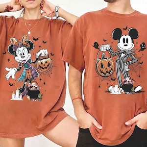 Disney Nightmare Before Christmas Musse Minnie Halloween-tröja, Jack Skellington Sally-tröja för par, läskig säsongspumpa-tröja med present bild 1