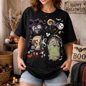 Retro Nightmare Before Christmas Shirt, Coquette Disney Halloween Tee, Oogie Boogie Bash 2026 Shirt, Jack Skellington Sally Graphic Tee Gift image 6
