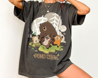 Camiseta divertida de colores cómodos de Tom, el lagarto y el castor de Pond Crew Hopper, Camiseta para viaje familiar a Disneyland 2026, Camiseta de Disney Pixar Movie Hoppers
