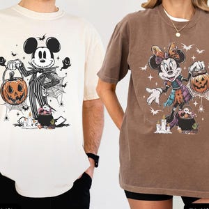 Disney Nightmare Before Christmas Musse Minnie Halloween-tröja, Jack Skellington Sally-tröja för par, läskig säsongspumpa-tröja med present bild 5