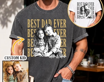 Kundenspezifisches Foto-Weinlese älterer Vati-Komfortfarbe-T-Shirt, Vatertagsgeschenk, Abschluss-Vatigeschenk, Klasse von 2026, Geschenk für Vater von der Tochter
