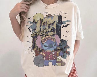 The Hollywood Tower Hotel Stitch Shirt, Disney Halloween Shirt, Tower of Terror Tee, Comfort Colors Disney Ride Shirt Gift Fan Tee