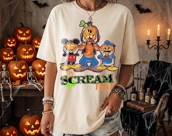 Disney The Scream Team Halloween Shirt, Mickey Donald Goofy Pumpkin Halloween Tee, Disney Family Trip Shirt, Disneyland WDW Matching Shirt