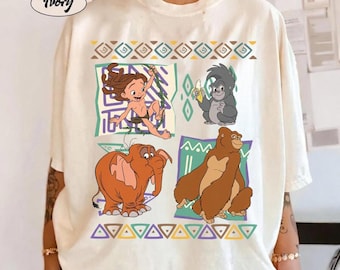 Retro Tarzan Characters Shirt, Vintage Tarzan Jane Kala Tantor Tee, Safari Jungle Shirt, Comfort Colors Disney Trip Family Matching Shirt