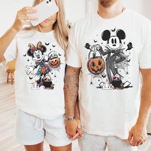 Disney Nightmare Before Christmas Musse Minnie Halloween-tröja, Jack Skellington Sally-tröja för par, läskig säsongspumpa-tröja med present bild 7