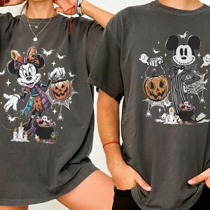 Disney Nightmare Before Christmas Musse Minnie Halloween-tröja, Jack Skellington Sally-tröja för par, läskig säsongspumpa-tröja med present bild 2