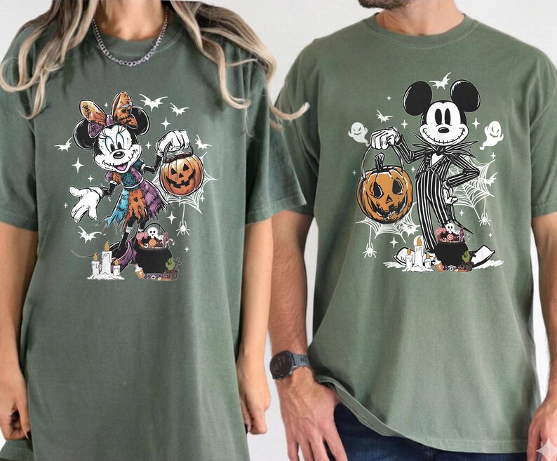 Disney Nightmare Before Christmas Musse Minnie Halloween-tröja, Jack Skellington Sally-tröja för par, läskig säsongspumpa-tröja med present bild 6