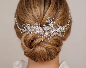 Crystal Bridal Hair Comb: Silver, Gold, Rose Gold Elegant Wedding Jewelry