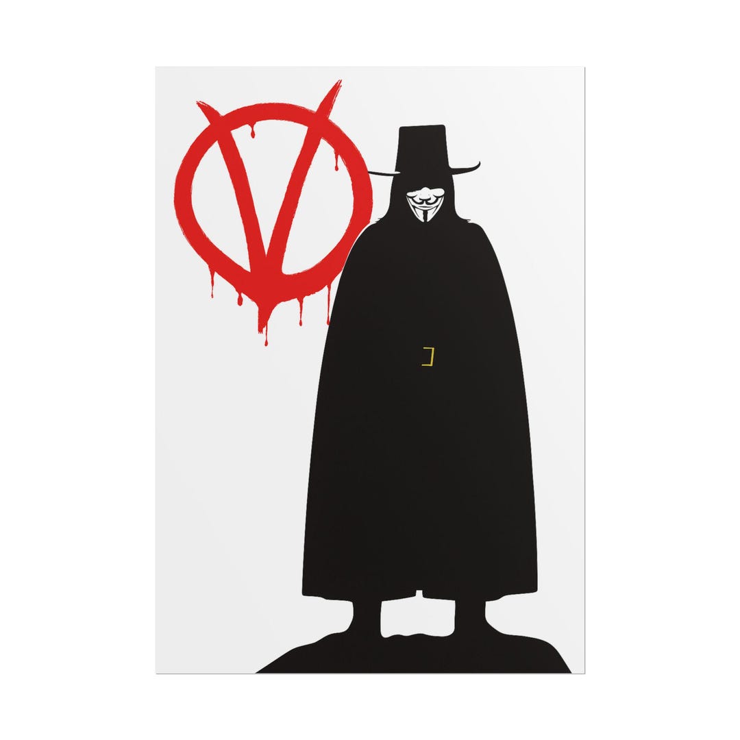 V for Vendetta Movie Poster, Retro Wall Art, Minimalist Decor - Etsy