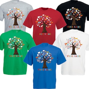 Personalised Book Tree T-Shirt | Custom Reading Shirt for Book Lovers, Teachers & Librarians, Bookish Tee Gift for Readers