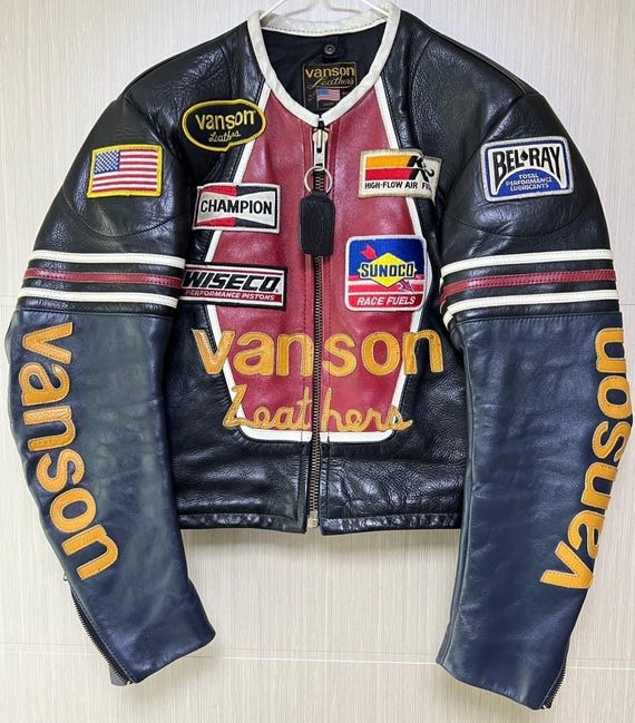 Vanson Speed King ジャケット　Lサイズ Vanson Leather Racing Jacket, Genuine Cowhide, Biker Moto Jacket