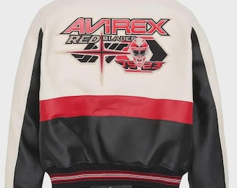 Jaqueta Bomber de Couro AVIREX Red Blades Edição Limitada, Roupa Exterior Streetwear, Estilo Fashion