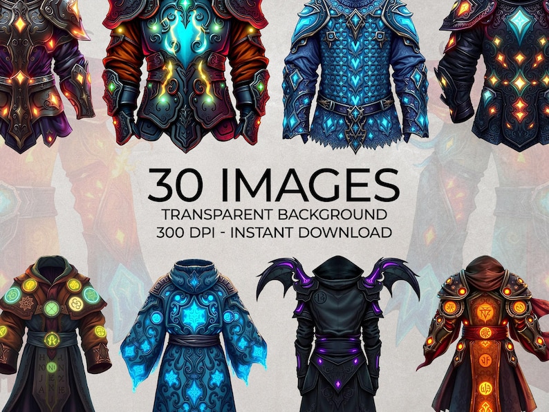 Rpg Robes Icon Fantasy Clothing Clipart Bundle, Magic Graphics, RPG Robes and Armors ...