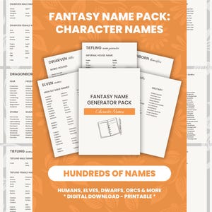 Fantasy Character Name Generator Pack | Elf, Orc, Dwarf, Dragonborn Names (Digital Download)