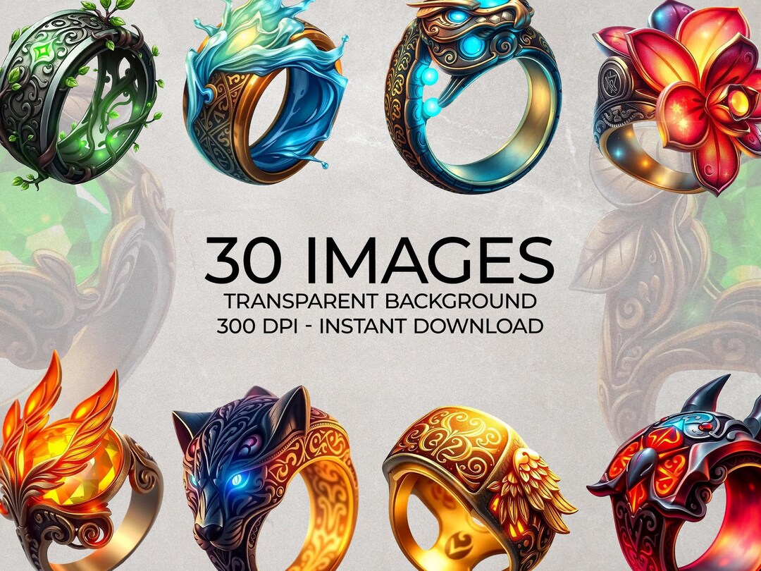 Fantasy Rings Clipart Bundle, Magic Graphics, RPG Rings (digital ...