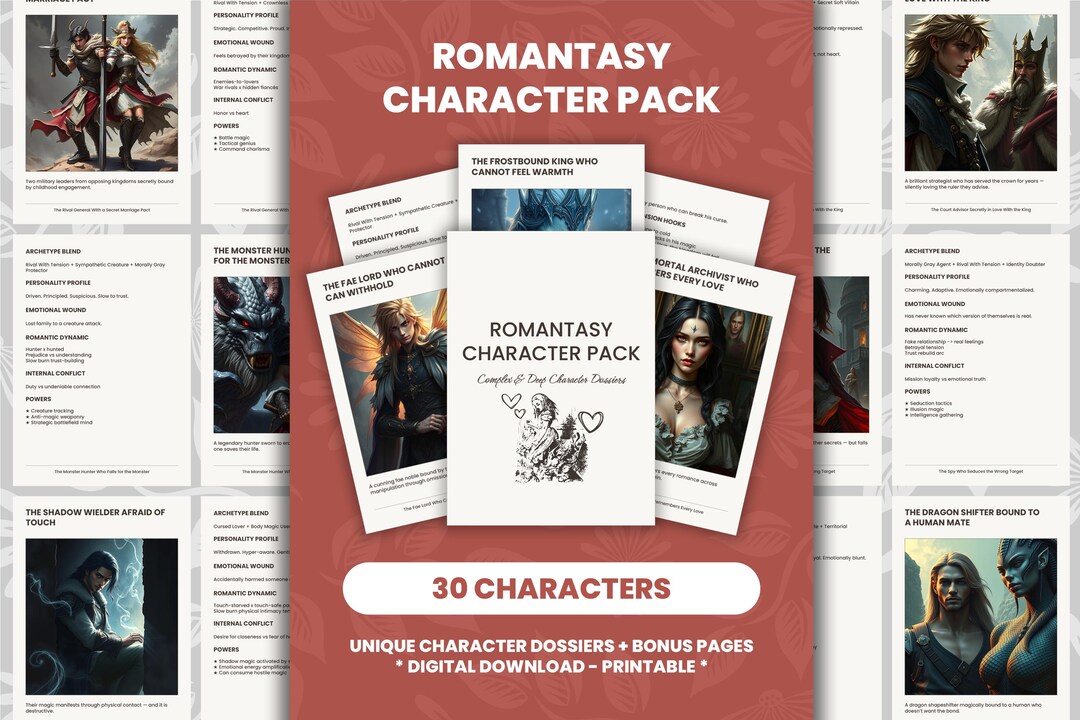 Romantasy Character Dossiers & Workbook | Writing Planner | Character ...